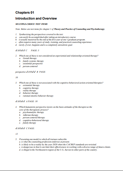 Test Bank for Theory and Practice of Counseling and Psychotherapy 10th Edition by Gerald Corey - Image 2